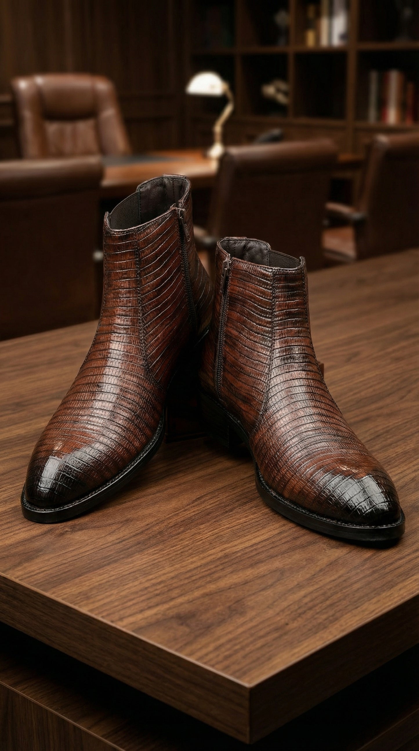 Classic Croc-Embossed Chelsea Boot for Modern Gentlemen