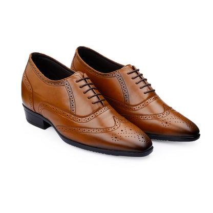 BXXY 3.5 Inches Height Increasing Formal Lace-up Brogue Shoes For Men