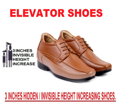 Bxxy's 3 Inches Hidden Height Classic Party Wear Lace-up Shoes for Men