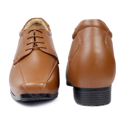 3 Inches Hidden Elevator Faux Leather Partywear Lace-up Formal Shoes for Men