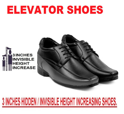 Bxxy's 3 Inches Hidden Height Classic Party Wear Lace-up Shoes for Men