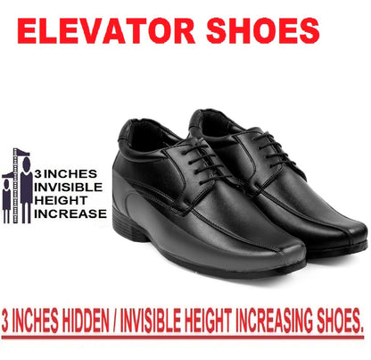 Mens 3 Inches Hidden Height Elevator Partywear Lace up Formal Shoes