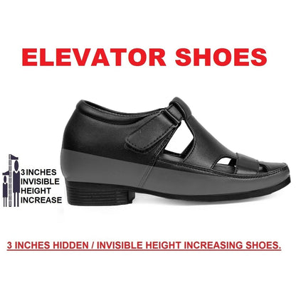 Bxxy's 3 Inch Hidden Height Increasing Elevator Roman Vegan Leather Sandals for Men