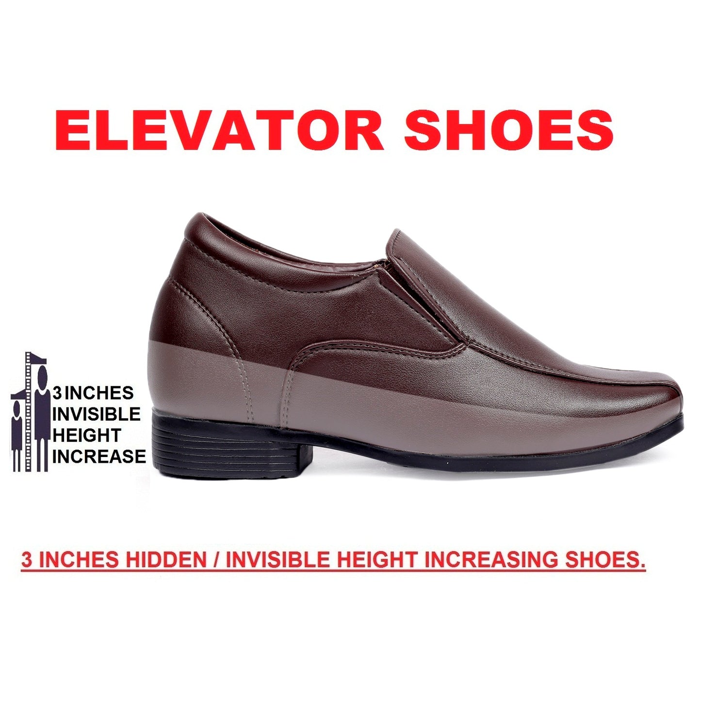 BXXY Men's Hidden Height Increasing Faux Leather Formal Moccasin Slip-on Elevator Shoes