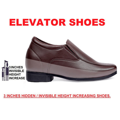 BXXY Men's Hidden Height Increasing Faux Leather Formal Moccasin Slip-on Elevator Shoes
