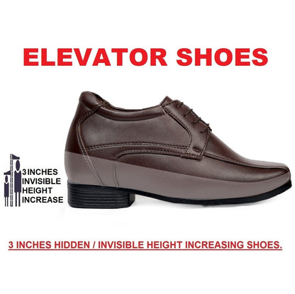 Bxxy's 3 Inches Hidden Height Semi Suede Classic Party Wear Lace-up Shoes for Men
