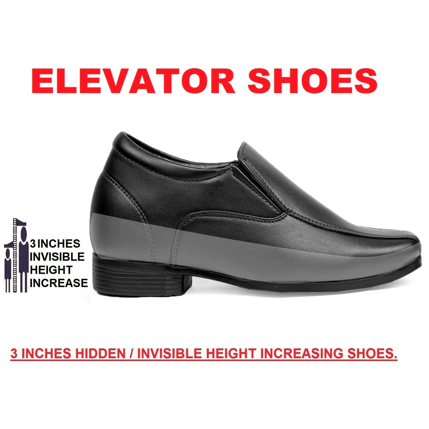 BXXY Men's Hidden Height Increasing Faux Leather Formal Moccasin Slip-on Elevator Shoes