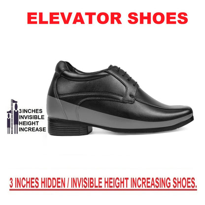 Mens 3 Inches Hidden Height Elevator Partywear Lace up Formal Shoes