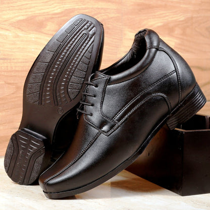 Men's 3 Inches Elevator Faux Leather Semi Suede Classic Party Wear Lace-up Shoes