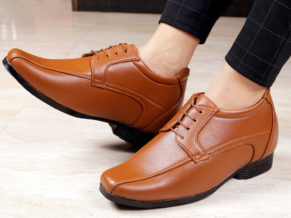 Bxxy's 3 Inches Hidden Height Vegan Leather Premium Lace-up Shoes