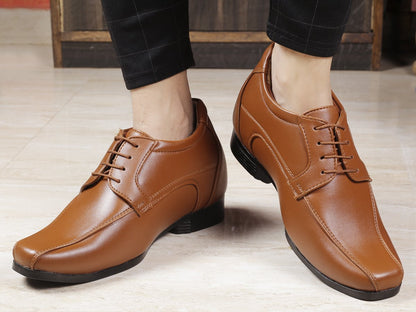 Bxxy's 3 Inches Hidden Height Semi Suede Classic Party Wear Lace-up Shoes for Men