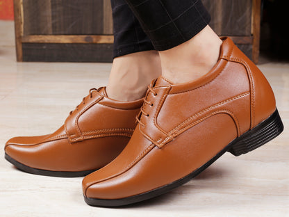 Bxxy's 3 Inches Hidden Height Vegan Leather Premium Lace-up Shoes