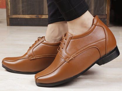 Bxxy's Men's 3 Inches Elevator Vegan Leather Premium Lace-up Shoes