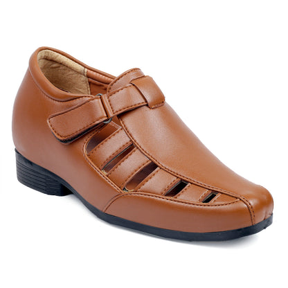 Bxxy's 3 Inch Hidden Height Increasing Vegan Leather Roman Sandals for Men