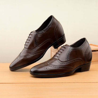 BXXY 3.5 Inches Height Increasing Formal Lace-up Brogue Shoes For Men