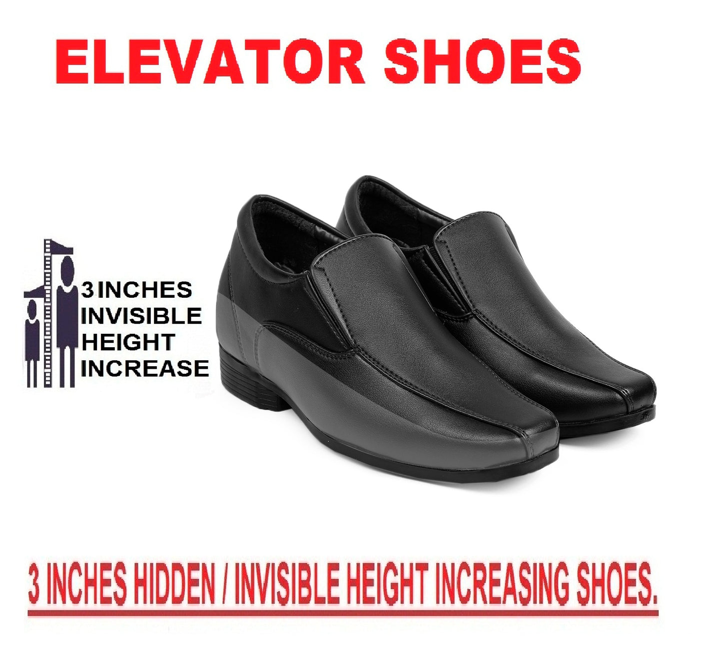 BXXY Men's Hidden Height Increasing Faux Leather Formal Moccasin Slip-on Elevator Shoes
