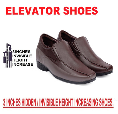 BXXY Men's Hidden Height Increasing Faux Leather Formal Moccasin Slip-on Elevator Shoes