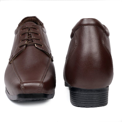 3 Inches Hidden Elevator Faux Leather Partywear Lace-up Formal Shoes for Men