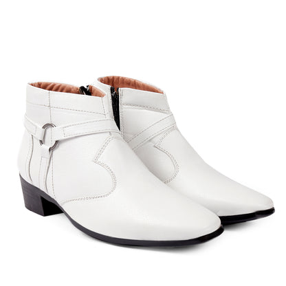 BXXY Men's New Height Increasing with Strapped Zipper and Buckle Boots for All Occassions and All Seasons