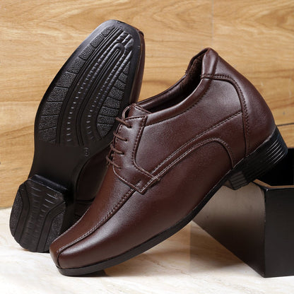 Men's 3 Inches Hidden Height Increasing Lace-up Wedding Wear Shoes