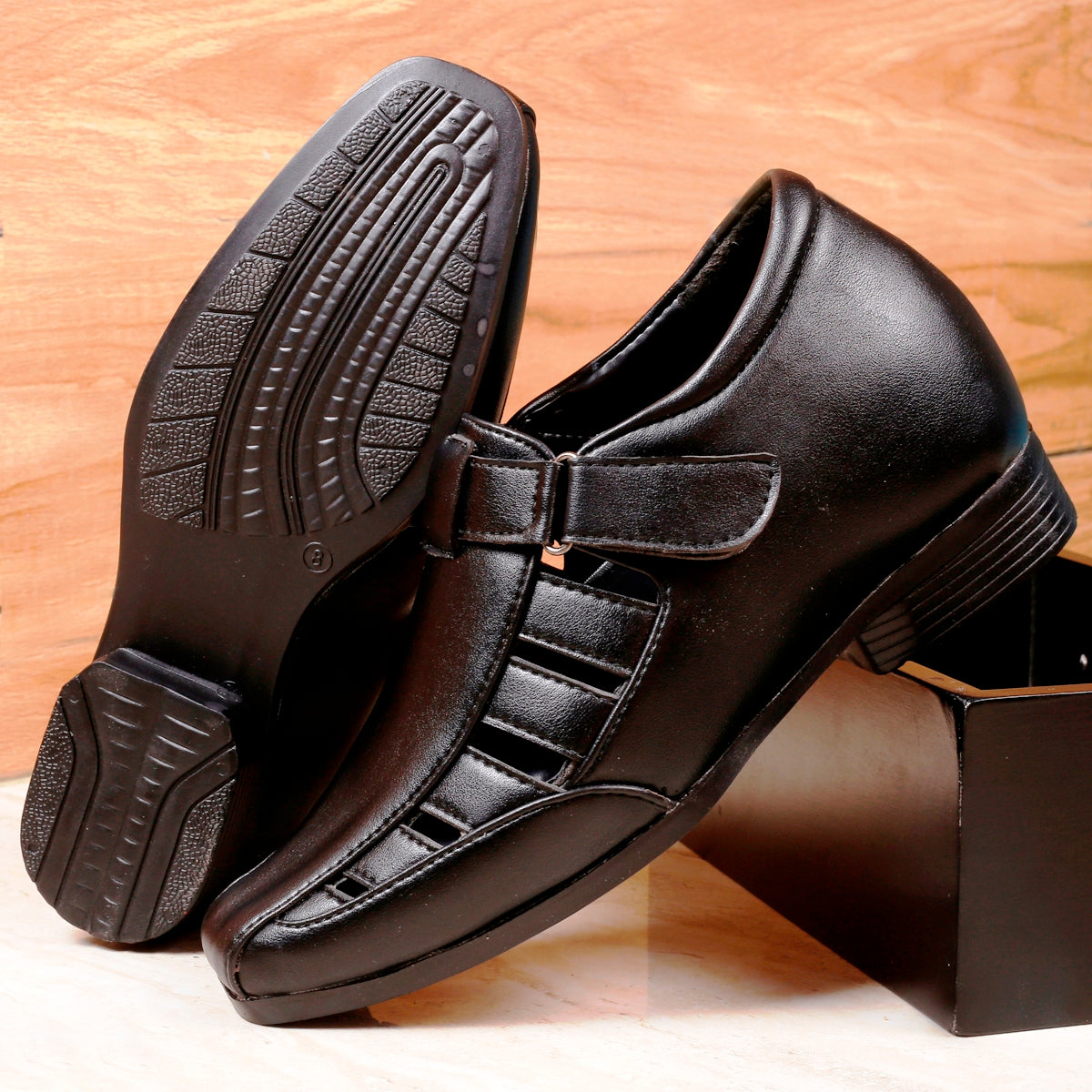 Men's 3 Inch Hidden Height Increasing Elevator Velcro Sandals