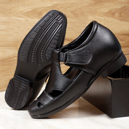 Bxxy's 3 Inch Hidden Height Increasing Elevator Roman Vegan Leather Sandals for Men