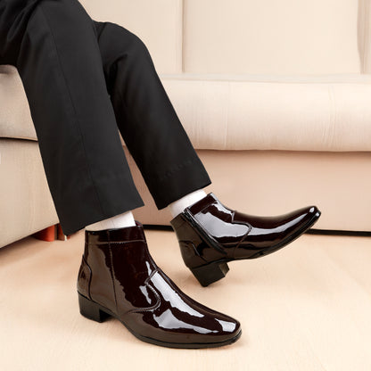 Men's Formal Elevator Boots – Add 5 to 6 cm (2") Height – High Heel Patent Leather Shoes
