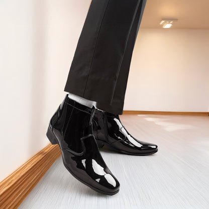 Men's Formal Elevator Boots – Add 5 to 6 cm (2") Height – High Heel Patent Leather Shoes