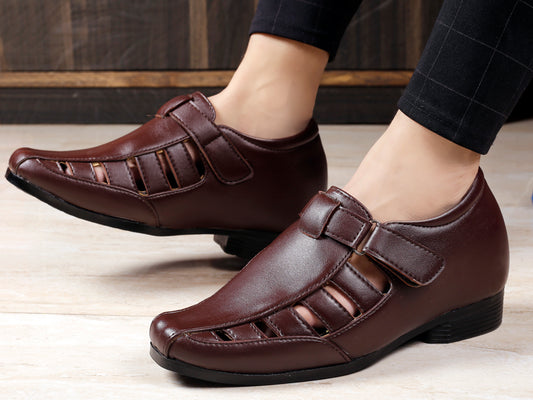 BAXXY Men's All New 3 Inch Hidden Height Increasing Office Wear Elevator Roman Sandals