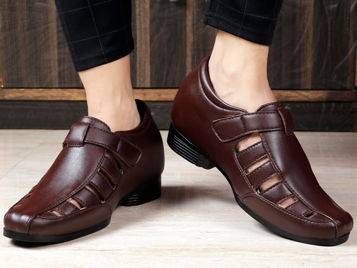 Men's All New 3 Inch Hidden Height Increasing Office Wear Elevator Roman Sandals