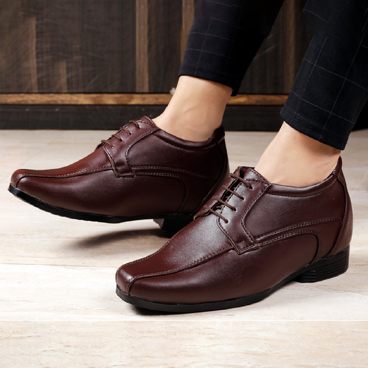 Mens 3 Inches Hidden Height Elevator Partywear Lace up Formal Shoes