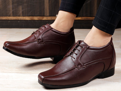 Bxxy's 3 Inches Hidden Height Vegan Leather Premium Lace-up Shoes