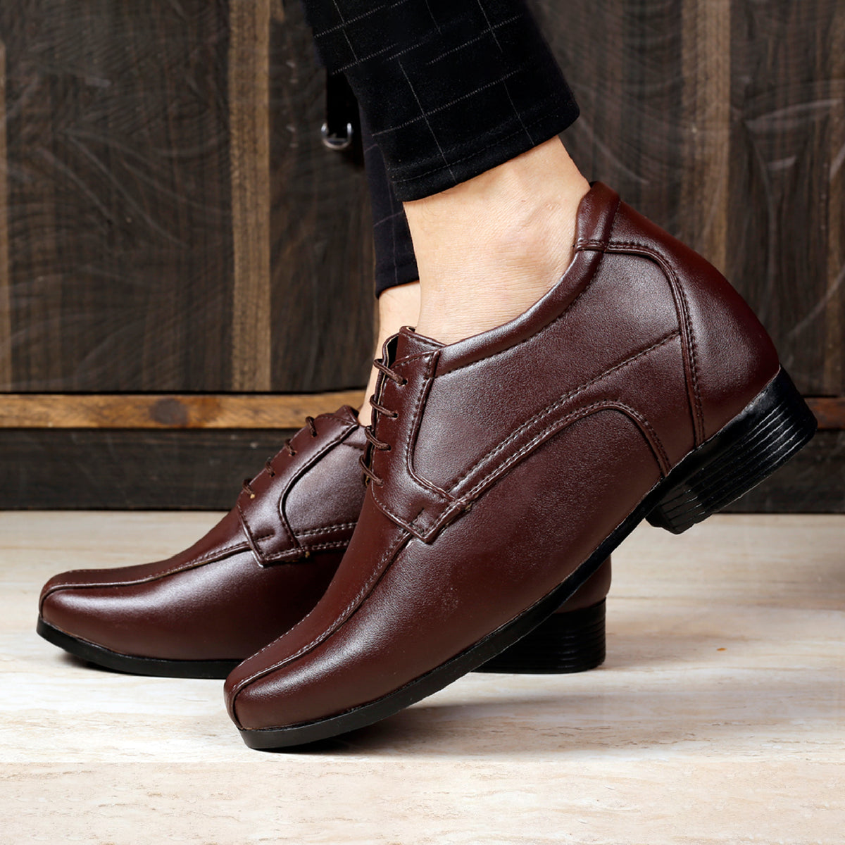 Mens 3 Inches Hidden Height Elevator Partywear Lace up Formal Shoes