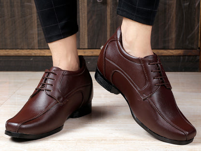 Bxxy's 3 Inches Hidden Height Vegan Leather Premium Lace-up Shoes
