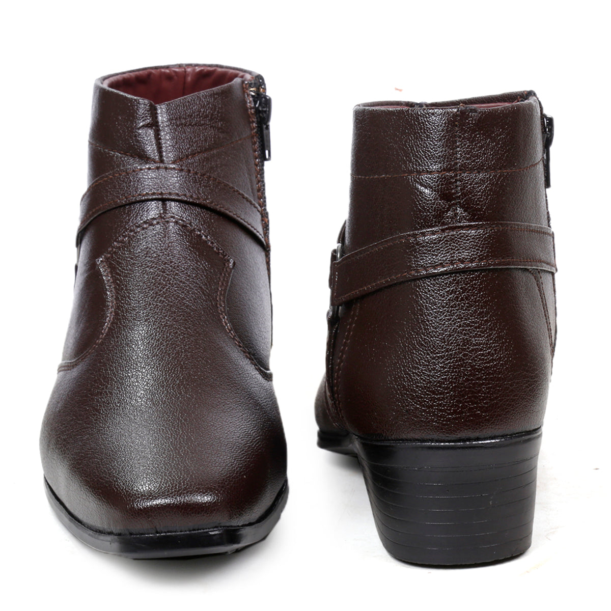 BXXY Men's New Height Increasing with Strapped Zipper and Buckle Boots for All Occassions and All Seasons