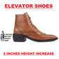 Bxxy's Men's Height Increasing Semi-Formal Cow Boy Ankle Zipper Lace-Up Brogue Boots