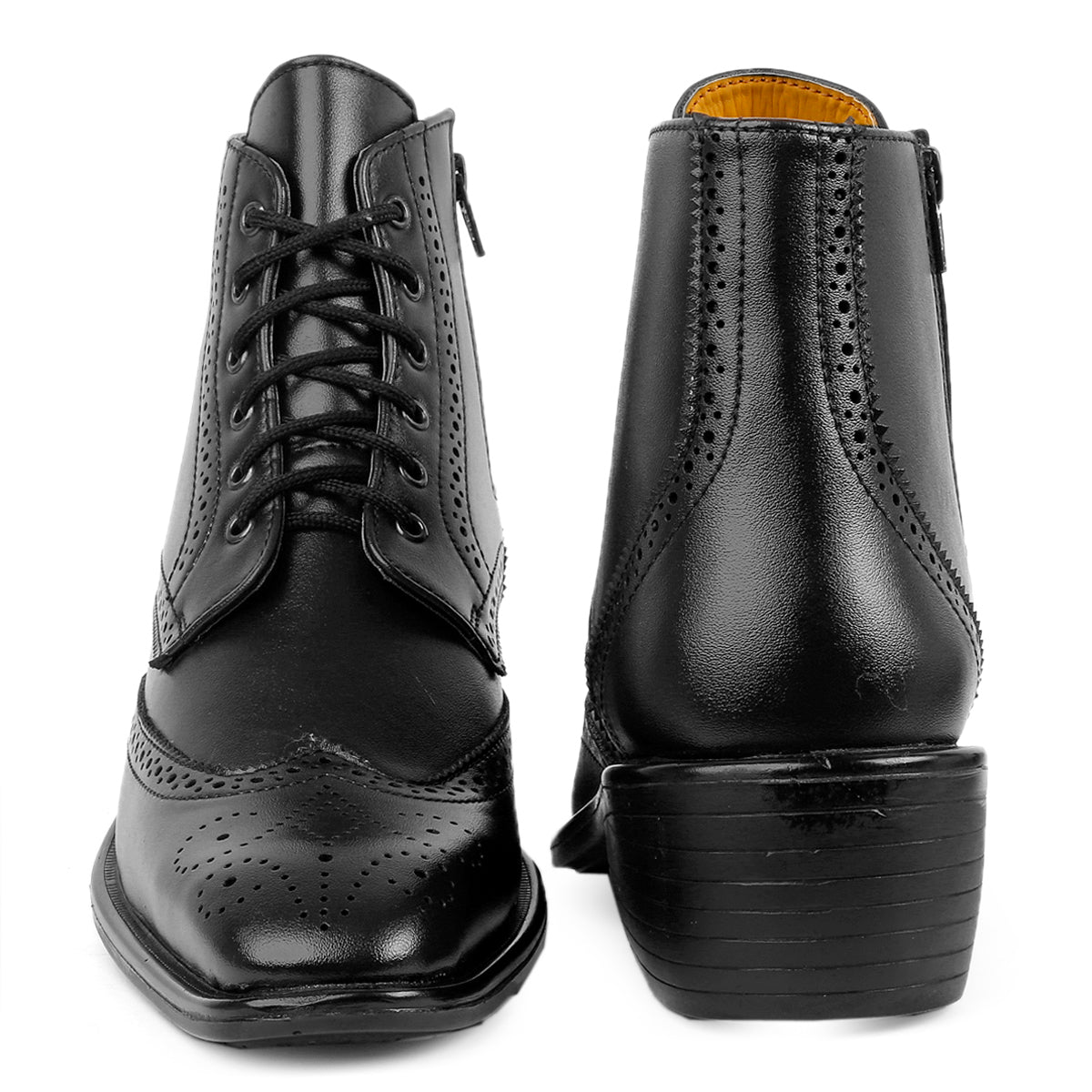 Men's Latest Formal / Semi-Formal Cow Boy Ankle Zipper Lace-Up Brogue Boots