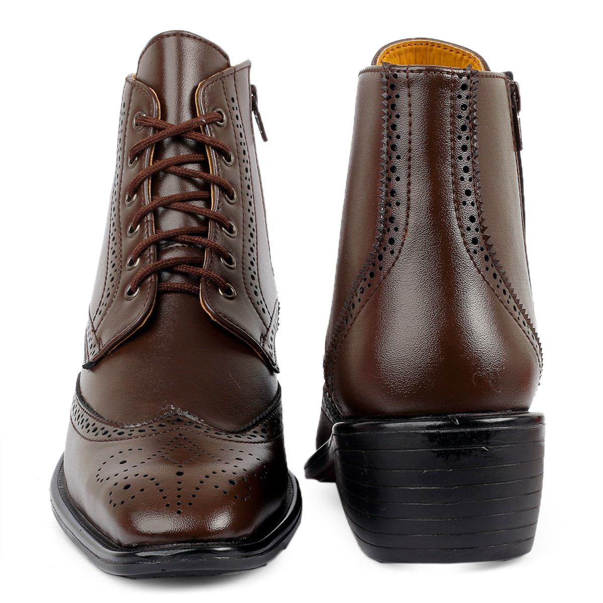Men's Latest Formal / Semi-Formal Cow Boy Ankle Zipper Lace-Up Brogue Boots