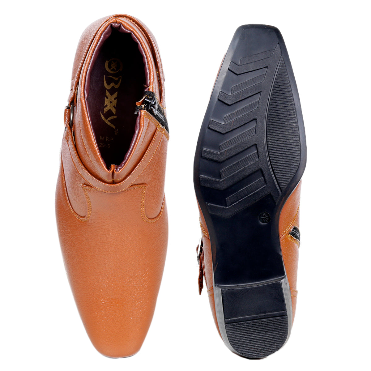 BXXY Men's New Height Increasing with Strapped Zipper and Buckle Boots for All Occassions and All Seasons