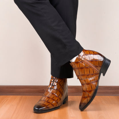 Men's 9 cm Height Boosting Shiny Formal Lace-Up Shoes