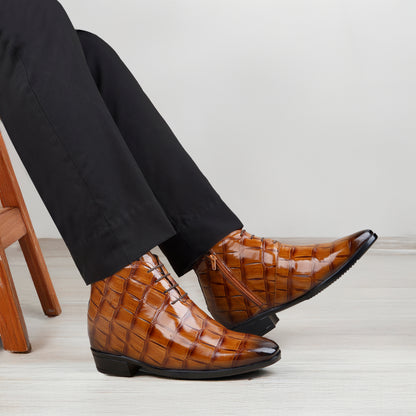 Men's 9 cm Height Boosting Shiny Formal Lace-Up Shoes