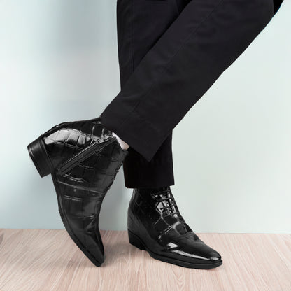 Men's 9 cm Height Boosting Shiny Formal Lace-Up Shoes