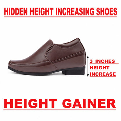 BXXY Mens 3 Inches Hidden Height Increasing Formal Wear Slipon Shoes