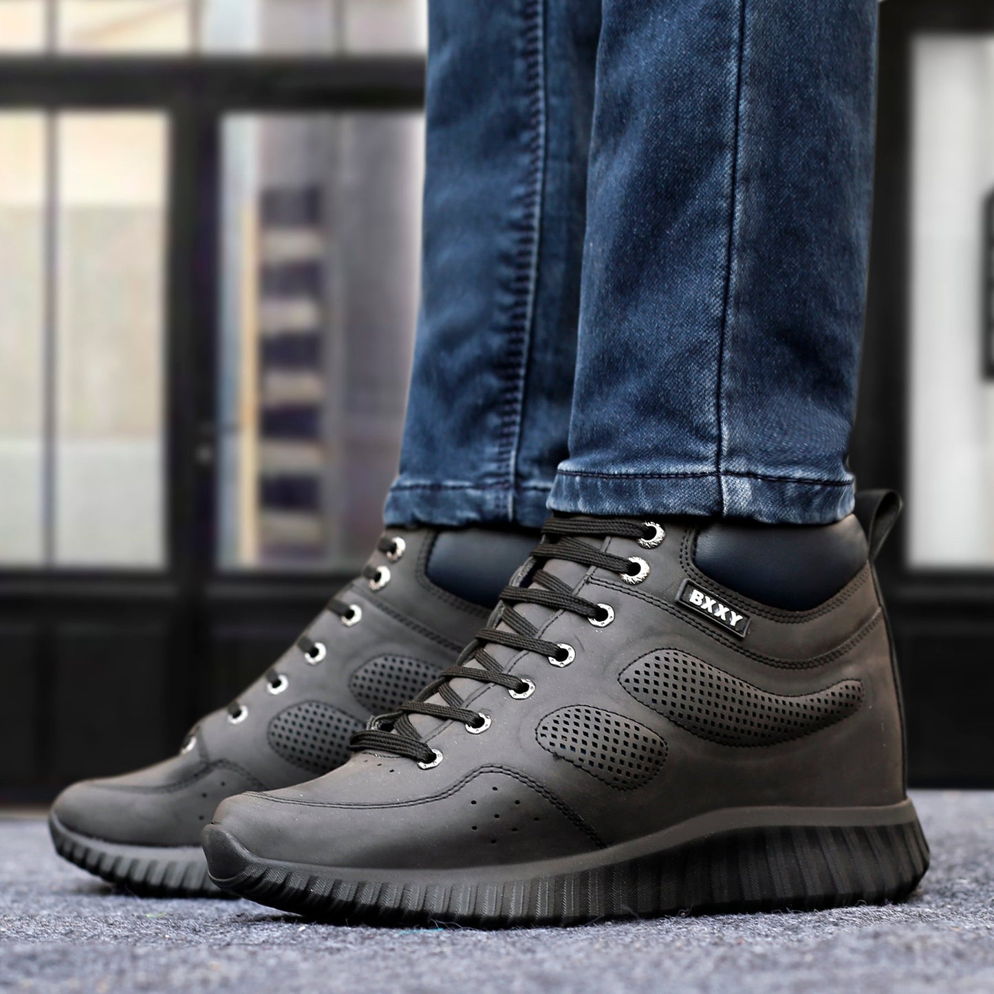 Bxxy's 3 Inch Hidden Height Increasing Elevator Lace-up Breathable Shoes for Men