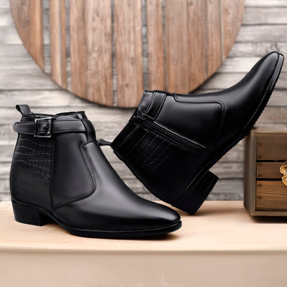 Executive Men’s Elevator Dress Boots – Hidden 9cm Height Boost