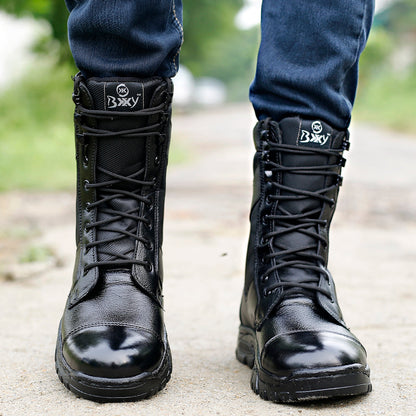 BXXY Pure Leather High Ankle Army Boots For Men