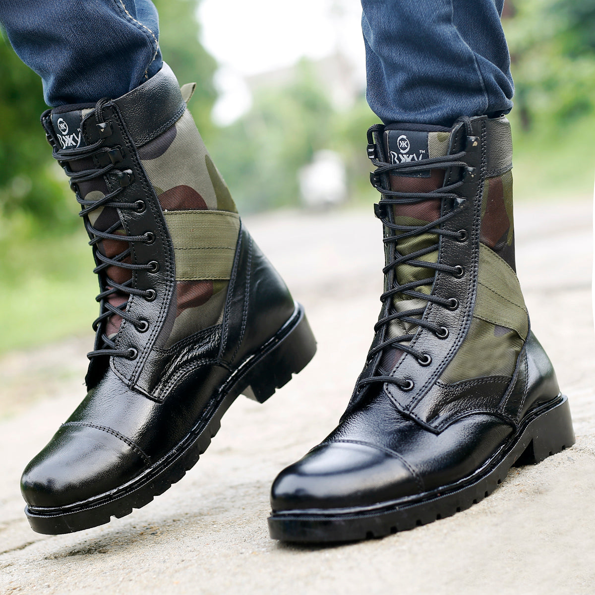 BXXY Men's Pure Leather Army Boot