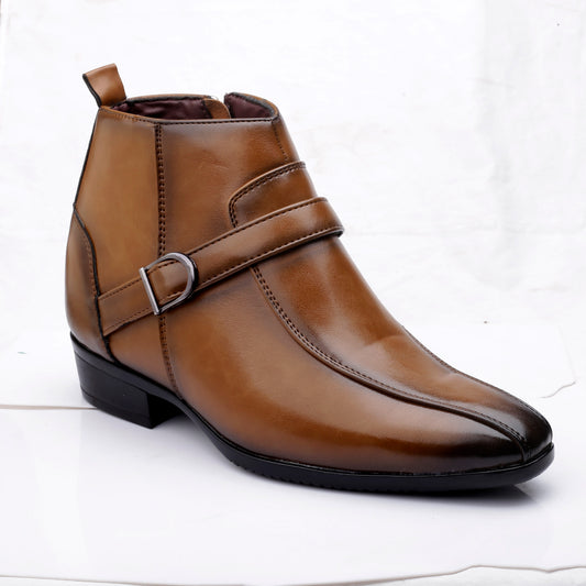 Men’s 3.5 Inches (9cm) Hidden Heel Formal Elevator Boots – Sleek Height Increasing Dress Boots for Confidence & Style