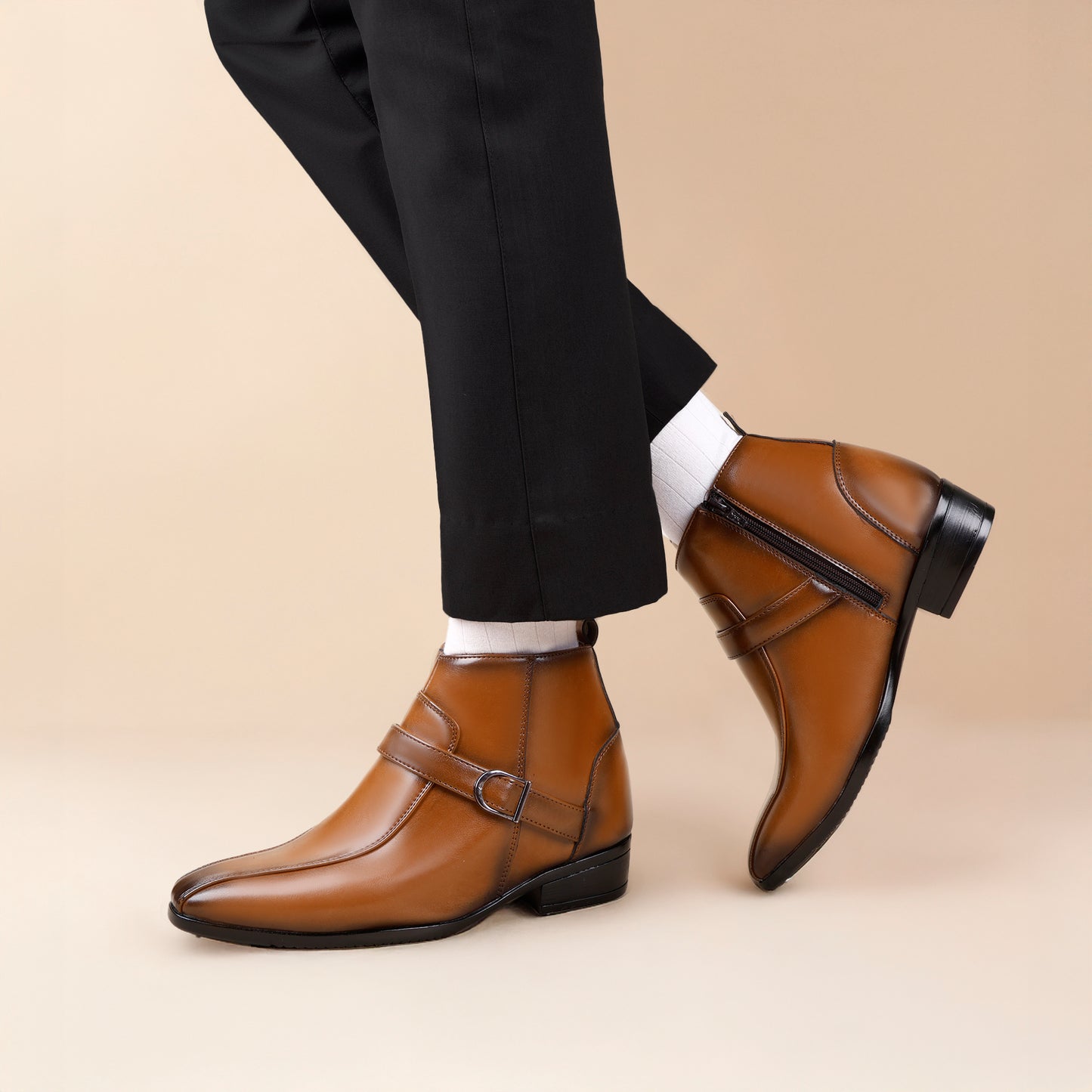 Men’s 3.5 Inches (9cm) Hidden Heel Formal Elevator Boots – Sleek Height Increasing Dress Boots for Confidence & Style