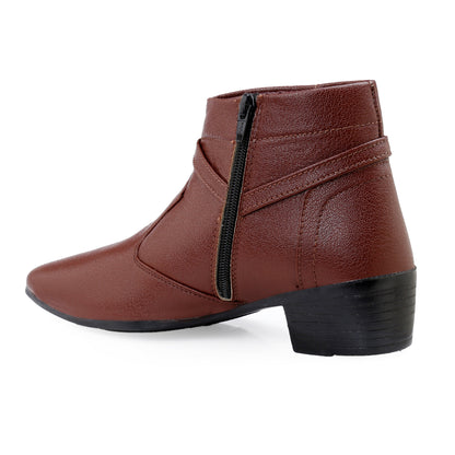 BXXY 2 Inch Height Increasing Office Wear Zipper and Buckle Boots